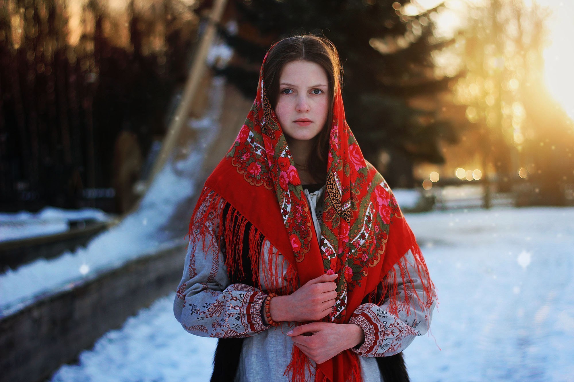 Girls in Slavic costumes in Zibo